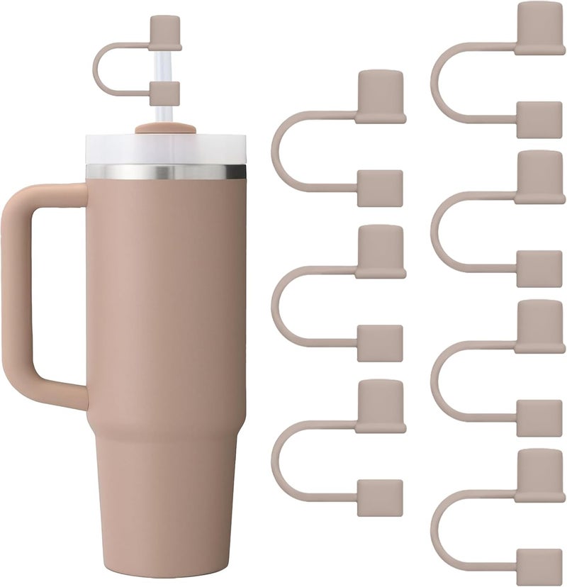 GGDECA 7Pcs Straw Cover Cap for Stanley Cup,Simple 10mm(0.4inch) Silicone Straw Toppers for Stanley 40&30oz Tumbler Accessories-Brown - Image 1